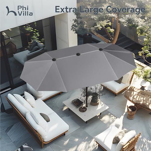 Parasol de jardin grand format PHI VILLA manivelle imperméable extérieur - 3