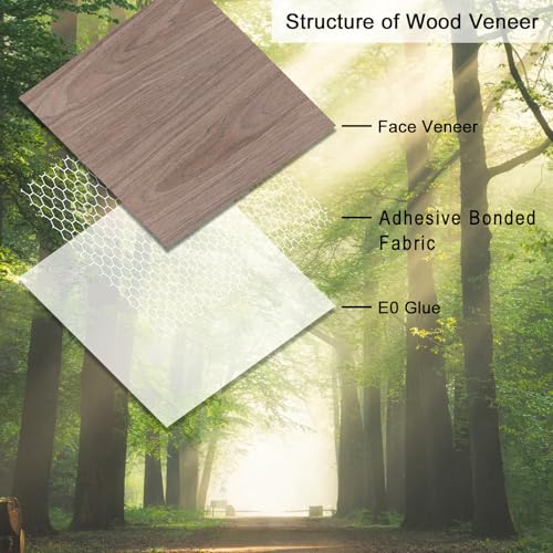 Image of GSCIT Club 12 PCS Walnut Wood Veneer, 8 inch x 8 inch Wood Edge Banding Pre-glued Flexible, Veneer Tape Banding for Cabinet Repair Furniture Restoration