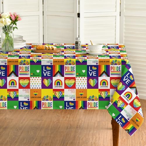 Horaldaily LGBT Rainbow Colorful Tablecloth 6084 Inch Rectangular