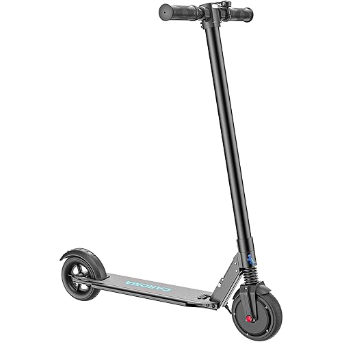 Caroma 350W/500W Electric Scooter Adults, Up to 25 Miles Range & 20 Mph, 10" Solid Tires, Foldable Commute Electric Scooter with Seat for Adults, E Scooter with LED Display and Dual Braking System
