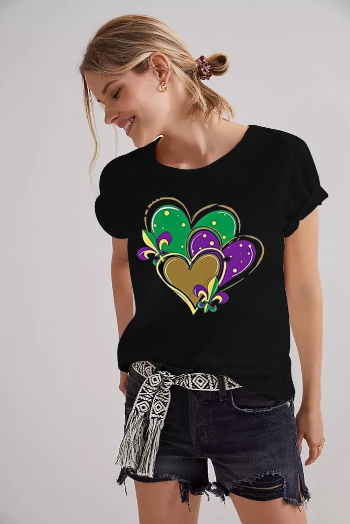 Mardi Gras Shirts for Women It's Mardi Gras Yall Shirt Carnival Tshirts Fat Tuesday Holiday Bleached Short Sleeve Top - Image 5