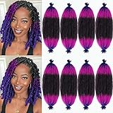 Springy Afro Twist Hair 3 Tones Blue/Purple Ombre 16 Inch Pre-Separated Marley Twist Braiding Hair 8 Packs Ombre Blue Afro Twist Marley Hair for Soft Locs Crochet Braids Hair Extension(16Inch, 49#)