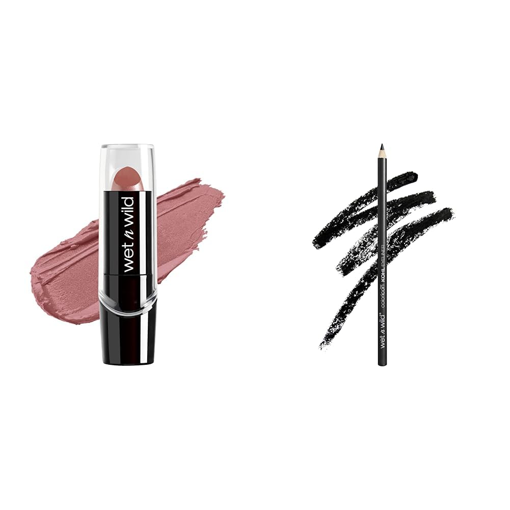 wet n wild Silk Finish Lipstick Rich Color Dark Pink Frost Color Icon Eyeliner Pencil Babys Got Black