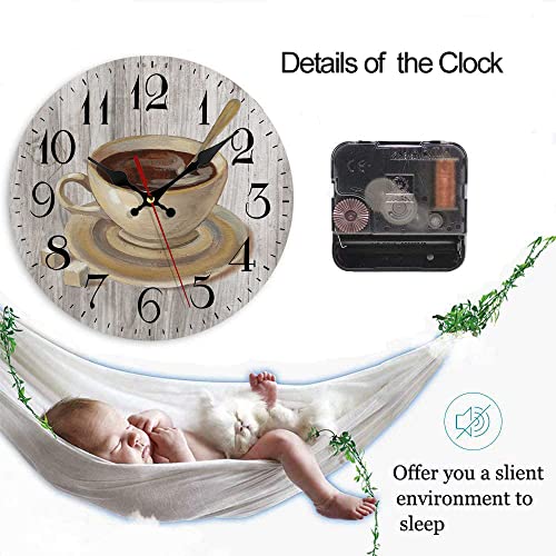 LOKMU-Silent-Non-Ticking-Clock-10-Inch-Round-Wall-ClockDecorative-for-Living-Room-Kitchen-HomeBathroom-Bedroom-Office-or-School-Coffee-Cup-on-Wooden LOKMU Silent Non Ticking Clock 10 Inch Round Wall ClockDecorative for Living Room Kitchen HomeBathroom Bedroom Office or School Coffee Cup on Wooden