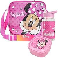 Get Trend Disney Minnie Mouse Lunchtasche Kinder Set mit Trinkflasche und Lunchbox BPA Frei Isolierte Tasche für Schule Kita Kindergarten Urlaub (Minnie Mouse)