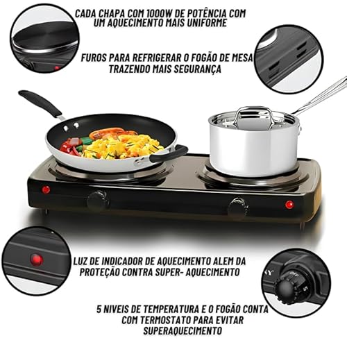 Fogão Eletrico Portatil, 2 Bocas, 110V