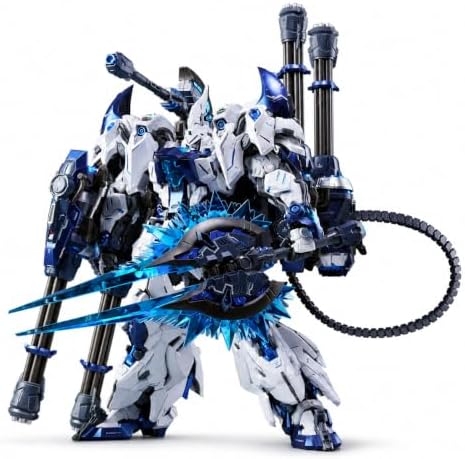 BEERISE Infinity Nova 1/100 Lizard Polar Shark Model Kit | 9.1 inch tall, white-blue arctic color scheme, snap-fit assembly, heavy weapons, full frame, display base. Ages 15+