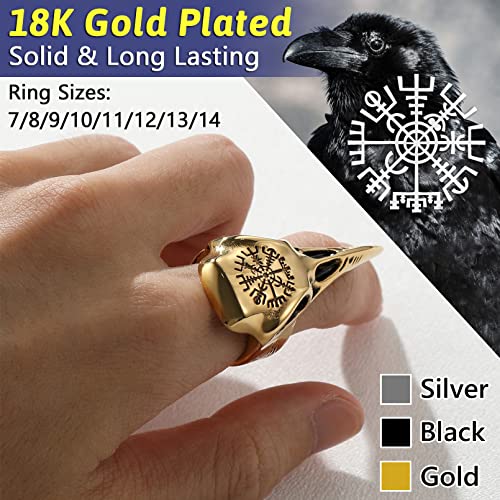 FaithHeart Punk Animals Rings for Men, Gothic Viking Raven/Octopus Stainless Steel Ring Cool Statement Rings with Gift Box2