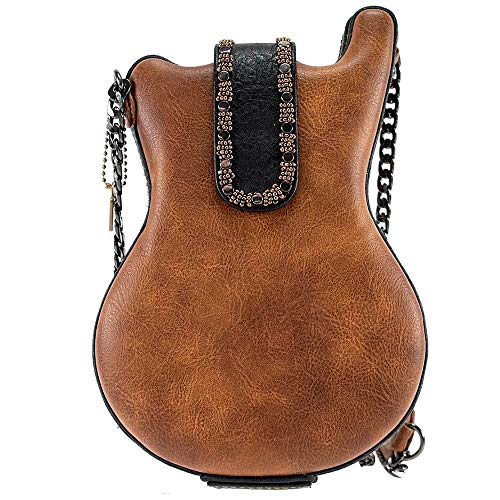 Mary Frances Open Mic Beaded Handbag – Guitar-Themed Crossbody Bag, Brown2
