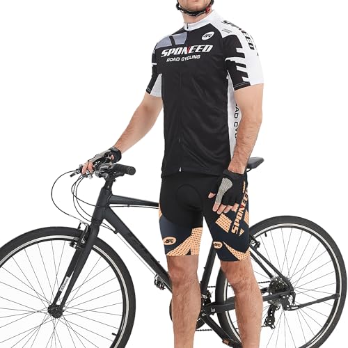 sponeed Mens Bike Shorts Gel Padded, Riding Tights, Road Bicycle Compression Pants Cushioned M Black Peach by sponeed - Image 8