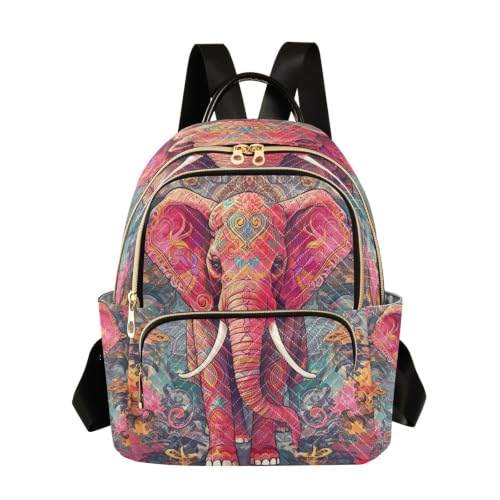 Mini sac à dos ethnique éléphant pour femme matelassé moderne de 29x15.5x36cm