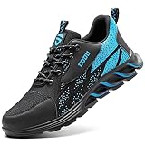Zapatos de Seguridad para Hombre Antideslizante Zapatos de Trabajo para Mujer con Punta de Acero Zapatillas de Seguridad Comodas 8082/Azul 44