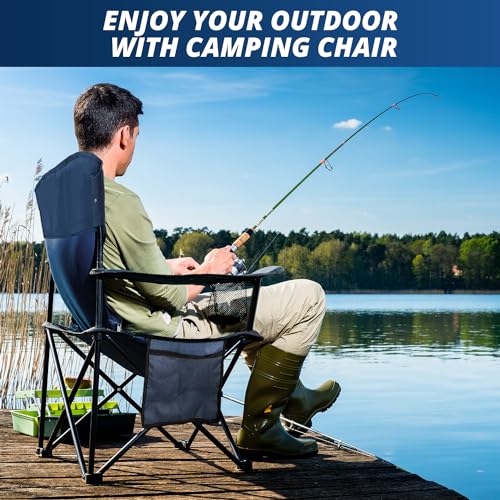 Beach-Camp-Cup-Holder-Storage-Pocket-Waterproof-Bag-Outdoor-Arm-Chair-Supports-225LBS-Cyan