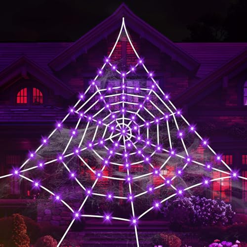 Giant Spider Webs Decoration Outdoor,Halloween Spider Web for Scary Halloween Yard Decorations,Halloween Decorations Outdoor
