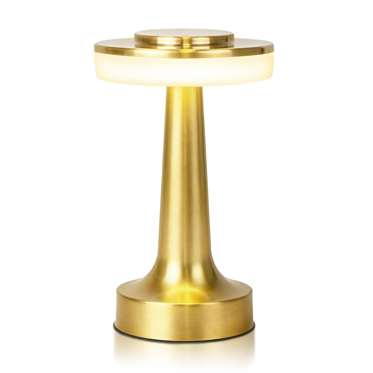 JHPGEOE Cordless Metal Desk Lamp, Touch Sensor Control LED Table Lamp, 3 Color Stepless Dimmable Battery Powered Lamp for Living Room, Dorm, Home Office (Gold) — view 8