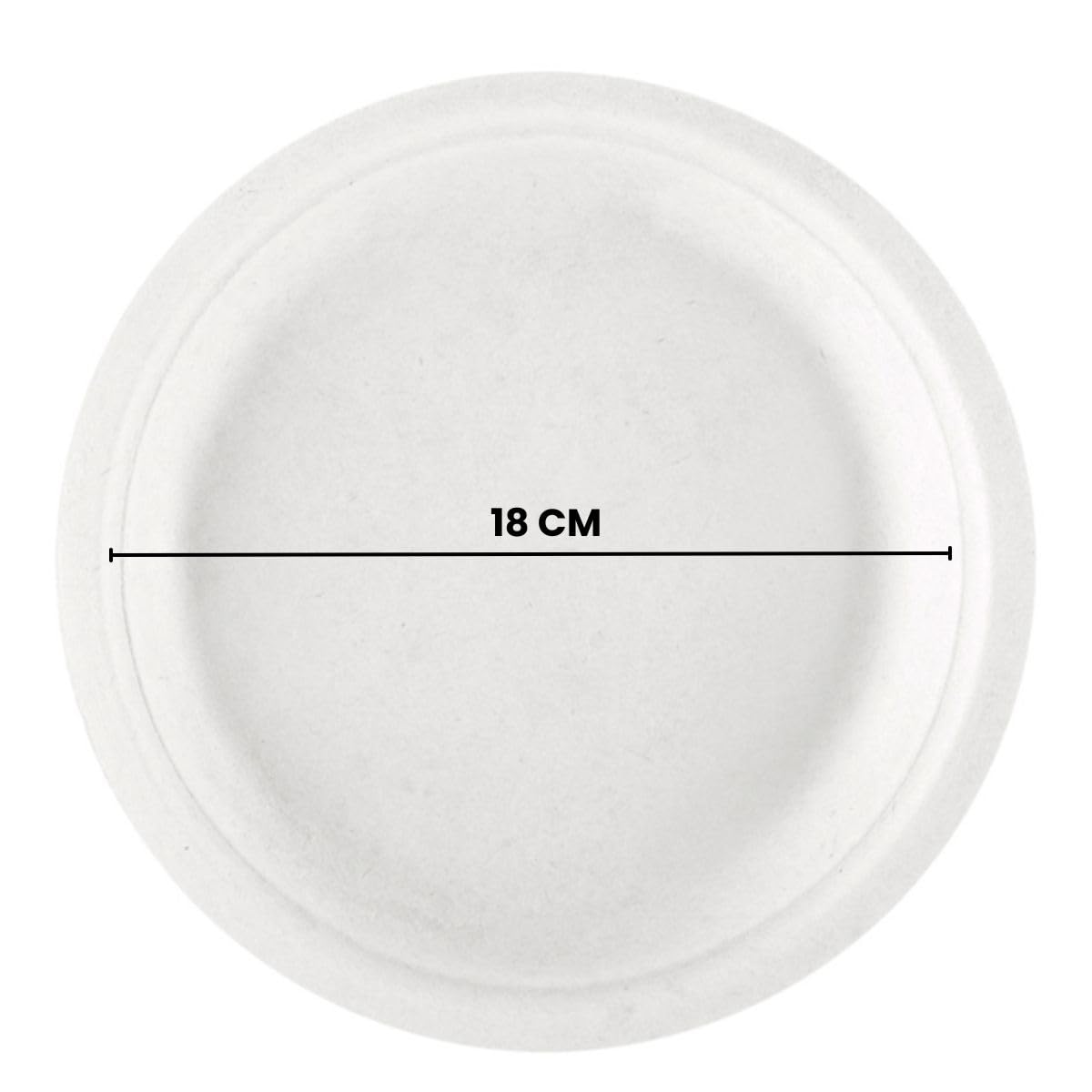 marketcaffe Set di 1000 Piatti Piani per Frutta e Dessert in Polpa di Cellulosa Biodegradabili e Compostabili - Eco-Friendly e Resistenti, Ideali per Eventi e Feste, 100% Biodegradabili - 18 CM