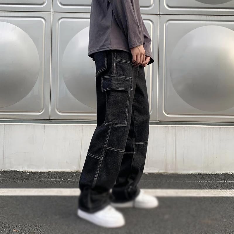 Men Wide Leg Jeans Hip Hop Casual Men's Straight Baggy Denim Pants2