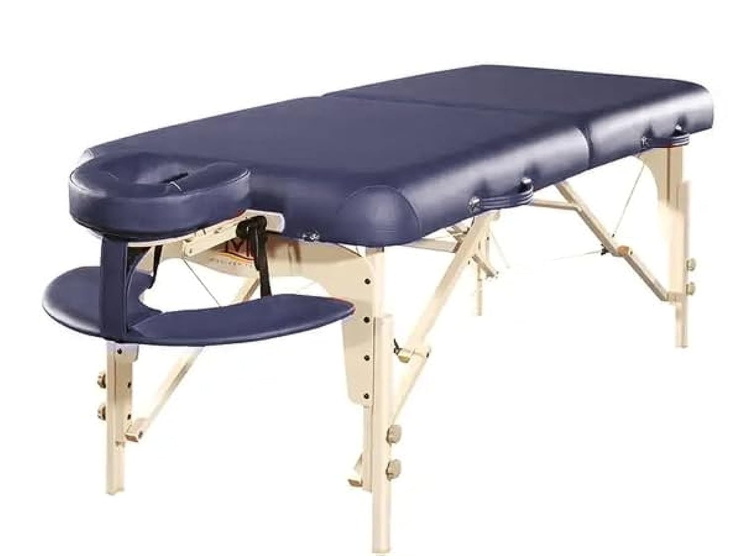 MASTER - PLL1 M30” Foldable Massage (Blue Color) Table with Wheeled Carry Case, Spa Facial Tattoo, Wooden Feet Rounded Corner Bed With Large Armrest, 184(L) x76.2(w) Adjustable height 60cm to 84 cm