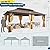 MELLCOM 12'x20' Hardtop Gazebo, Metal Double Roof Aluminum Gazebos with Curtain and Netting,Brown Permanent Galvanized Steel Pavilion for Patio, Lawn & Deck