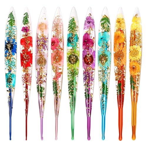 Ensemble de crochets Bexdug 9 pièces à motif floral pour tricot de couverture en laine