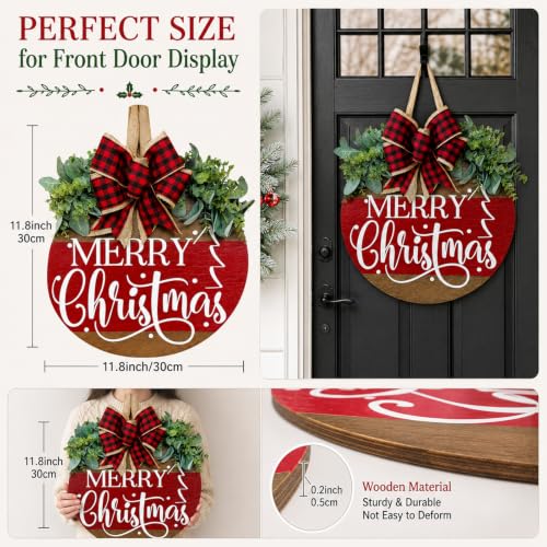 Image of Merry Christmas Wreaths for Front Door Wreath Outdoor Window Decorations