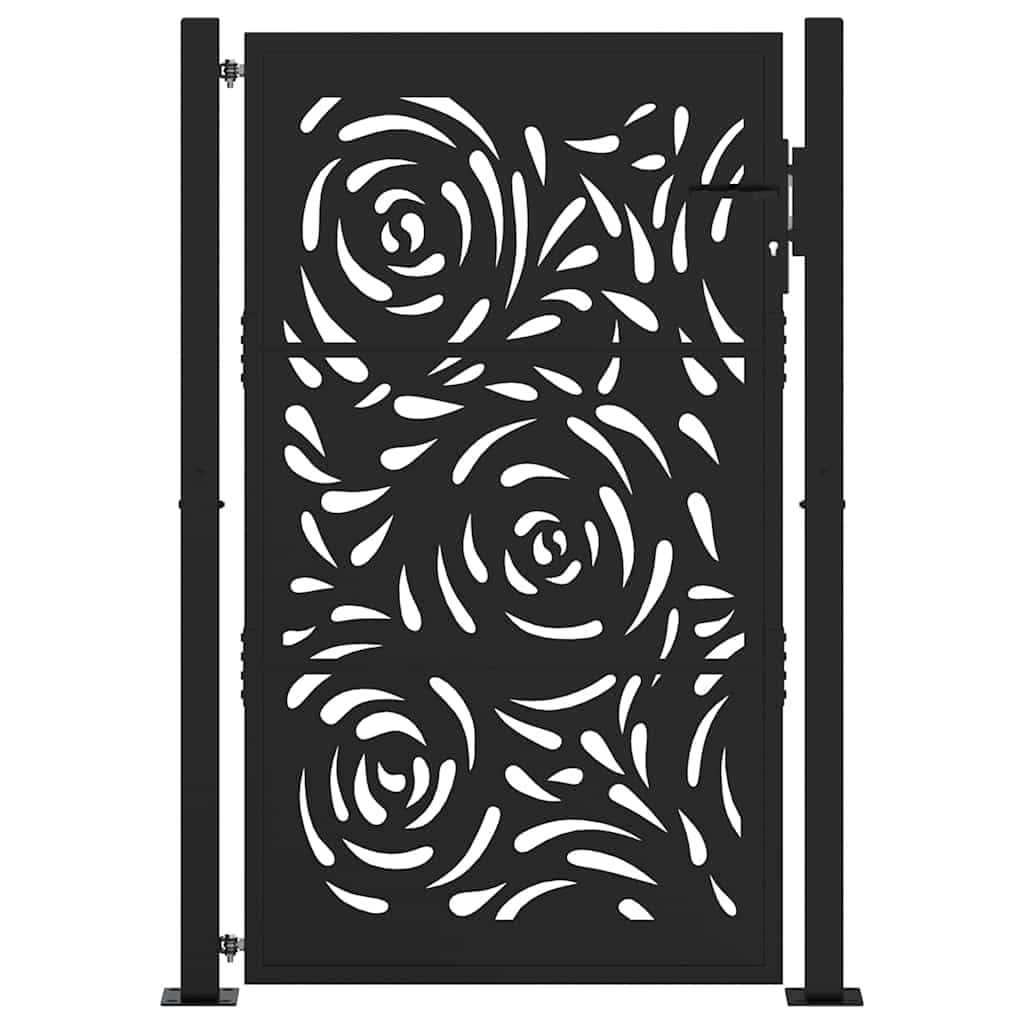 vidaXL Cancello Giardino Nero 100x150 cm in Acciaio Design a Fiamma, cancello della Recinzione, cancello Esterno, cancello del Metallo