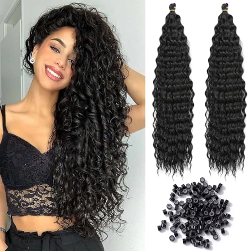 JSTHHTT 2 Piezas Ocean Wave Crochet Extensiones de Pelo, 30 pulgadas Extensiones para Trenzas Africanas, Sintetico para Trenzas Natural Crochet Braiding Hair, para Mujeres Negras