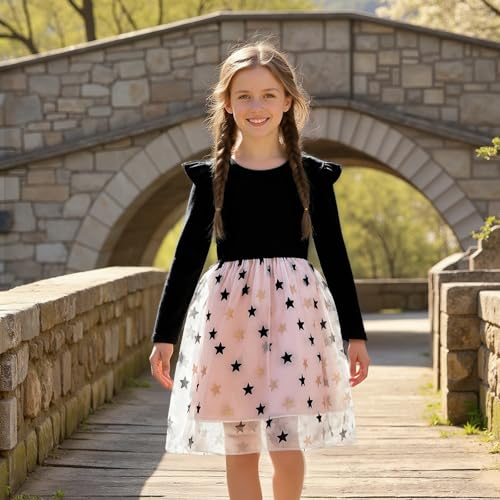 Image of Toddler Little Girls Casual Dresses Short Sleeve Crew Neck Graphic Cartoon Dress for 2-8 Years