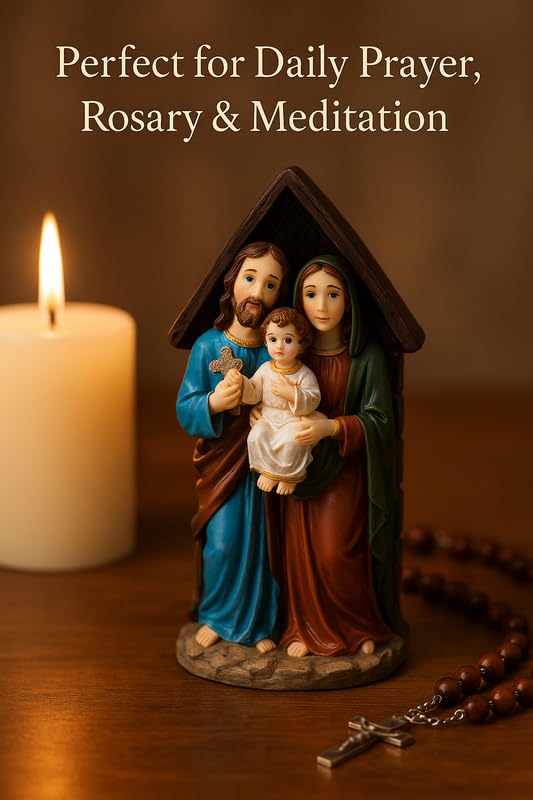 Image of UNIq Jesus Mary Joseph Holy Family Idol | Xmas Dcor Christmas Prayer Crib Set | Home Temple Statue, Office Desk & Dashboard God Idol | Spiritual Showpiece Positive Energy Home Gift