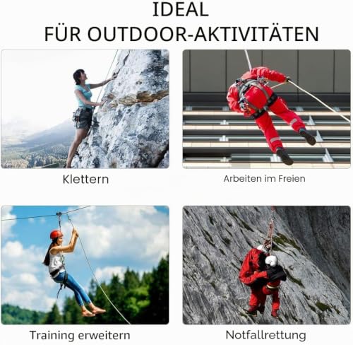 Foto von 10mm Kletterseil, Outdoor-Sicherheitsseil, Nylon Seil Statisches Kletterseil Rettungsseil Feuerrettungs-Fallschirm-Seil mit 2 Karabinern für Arbeiten in der Höhe/Feuerleiter/Abseilen/Sport, Blau