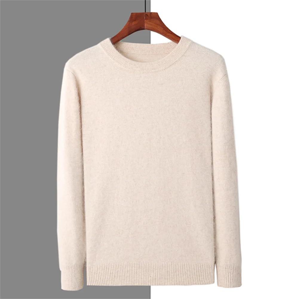 Maglione da uomo in 100% cashmere di visone, maglione girocollo di grandi dimensioni, lavorato a maglia, maglione caldo