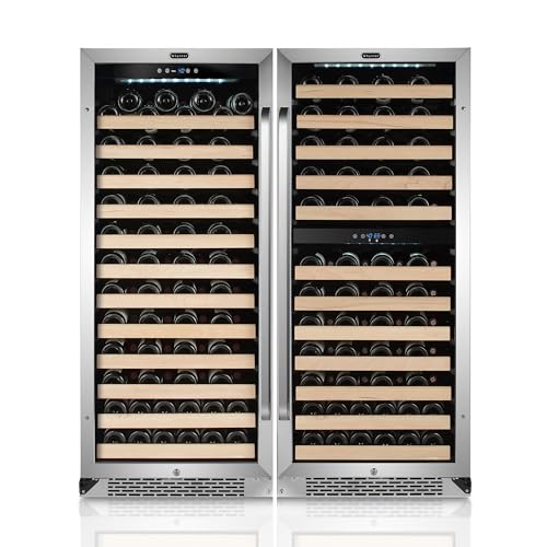 Image of Whynter 48 Inch Wine Cooler Bundle 192 Bottle Built-in Stainless Steel Single & Dual Zone Wine Refrigerators with Display Rack and LED display