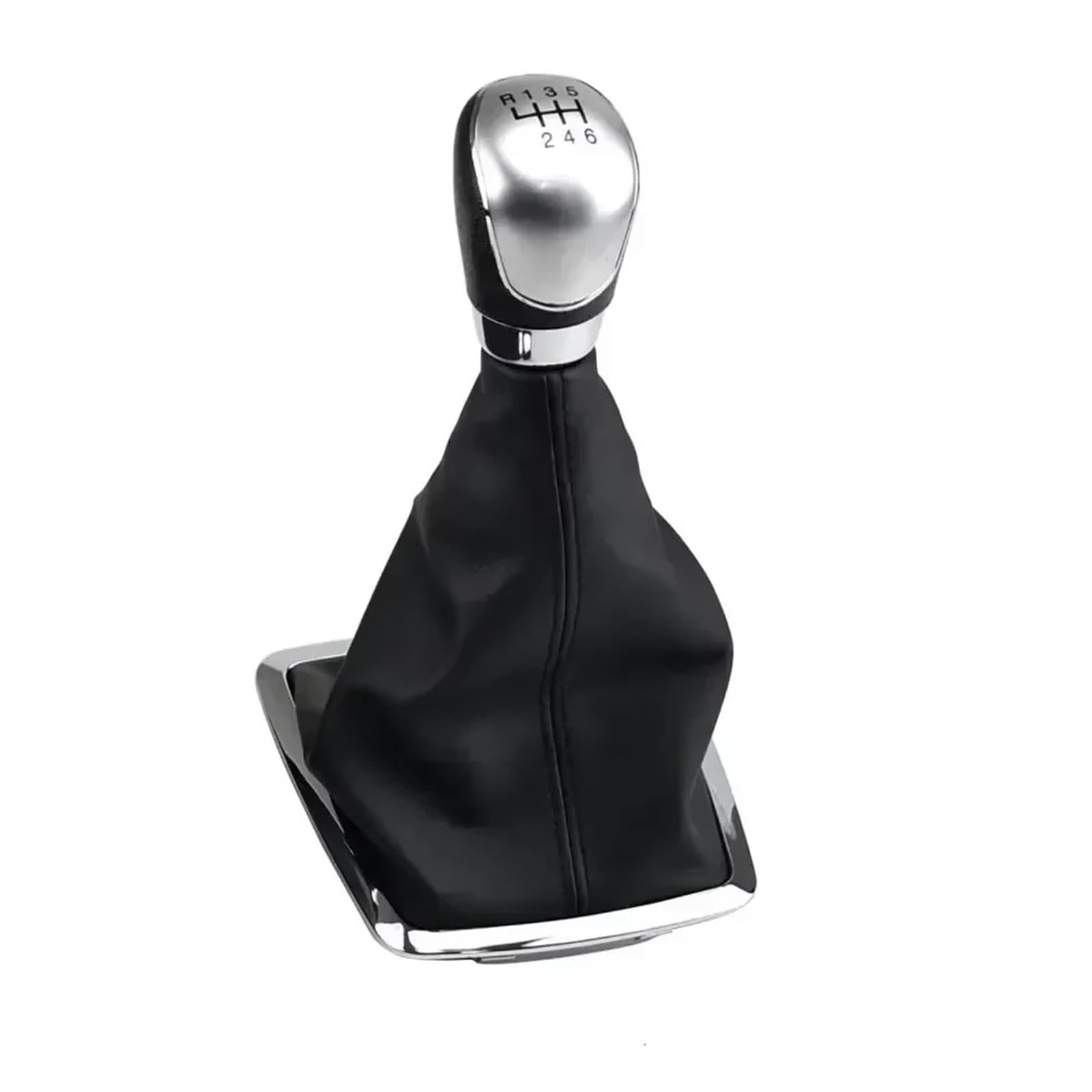 Tnbru Silver 6 Speed Gear Shift Head For Focus 2 Mk2 2005-2008 (Small Frame) 5/6 Speed Gear Shift Knob Lever Handball Gaiter Boot Leather Cover(Silver 6 Speed)