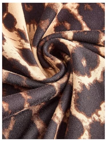 WDIRARA Women's Plus Size Leopard Print Flared Pants Elastic Waist Lettuce Trim Bell Bottom Trousers4