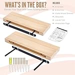 Sorbus Wood Floating Shelves for Wall - 24” Solid Wood Shelves for Bathroom Decor, Books, Bedroom & Living Room - Set of 2 Natural Wall Mounted Kitchen Shelves - Durable Solid Pine - Image 4