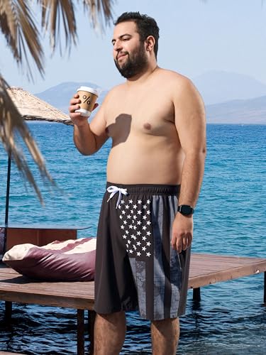 Arcweg Big and Tall Mens Swim Trunks - 9 inch Plus Size Quick Dry Bathing Suits with Mesh Liner & Zipper Pockets 1X-6X — view 3