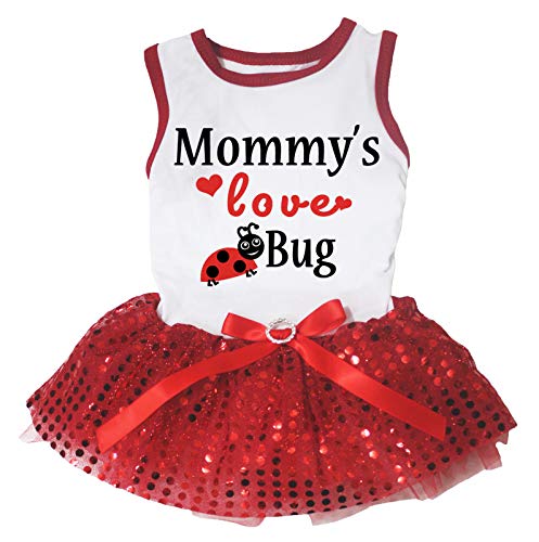 Robe tutu pour chien en coton blanc Maman Love Bug pour chiot - 2