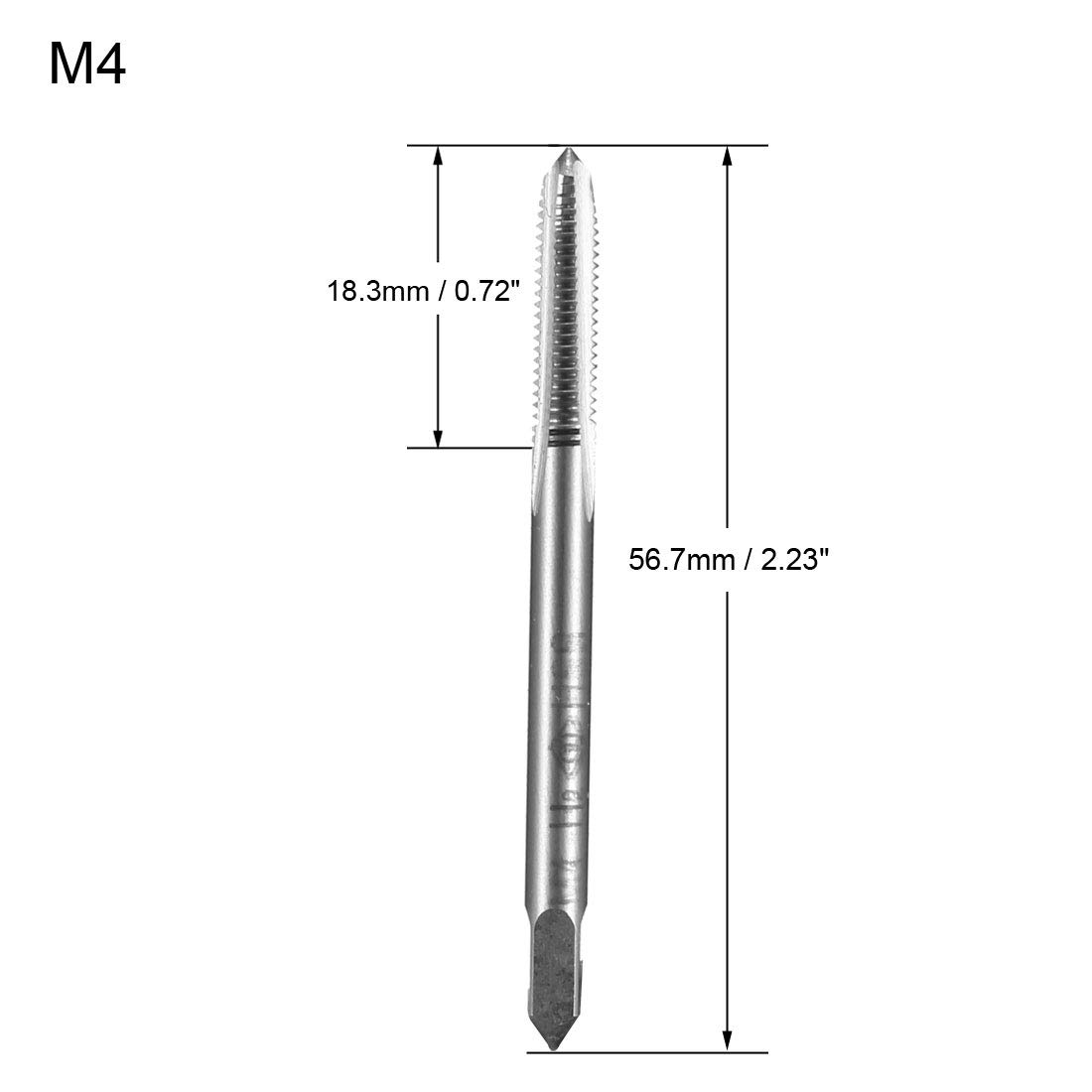 uxcell Metric Machine Tap M4 x 0.7mm H2 High Speed Steel 3 Flutes Screw Tapping Threading Machinist Repair DIY Tool 2pcs