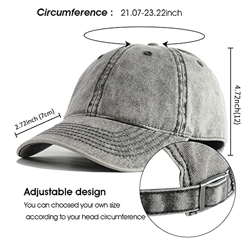 Image of HH HOFNEN Men and Women Washed Cotton Baseball Cap Snow Classic Style Adjustable Low Profile Dad Hat