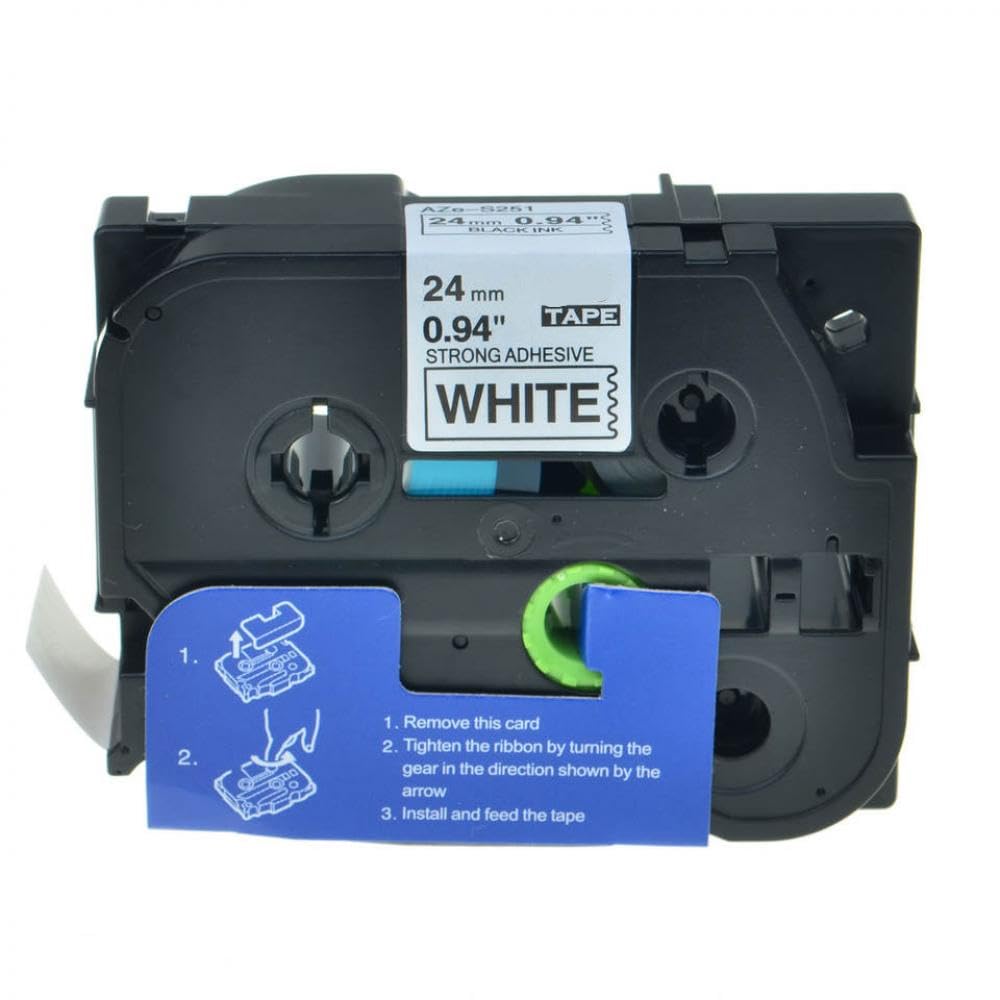Nastro per etichette 5 pezzi nero su bianco compatibile con TZ Tze 251 Tze-251 24 mm