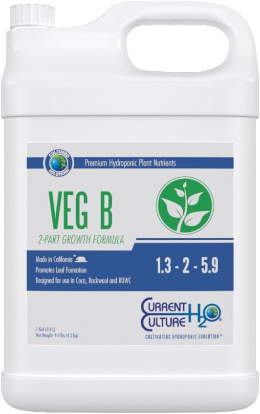 Veg B Gallon - Pure Liquid Fertilizers | Crystal Clear Blends | Consistently pH Stable | Developed for Hydroponic Applications - Gallon Size
