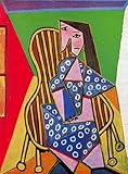 GYTRI CGFHJ Pablo Picasso Poster Farbdrucke Abstrakte Wandkunst Bild《Frau im gestreiften Sessel》Pablo Picasso Leinwandmalerei für Wohnkultur 50x60cm ungerahmt
