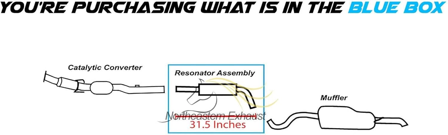 Exhaust Resonator Compatible with Volkswagen Golf 2000-2006 1.8L | Stainless Steel | Northeastern Exhaust | Includes Sleeves | Direct-Fit Replacement