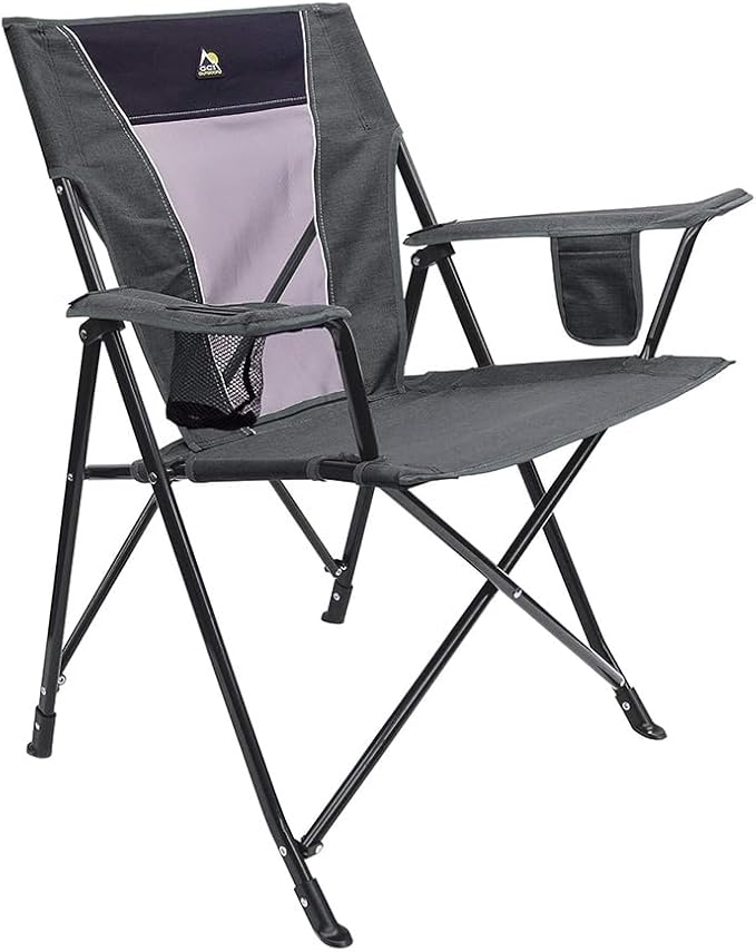 GCI Outdoor Comfort Pro Rocker Camping Chair | Portable Folding Rocking Chair with Durable Armrests & Drink Holder — Blush