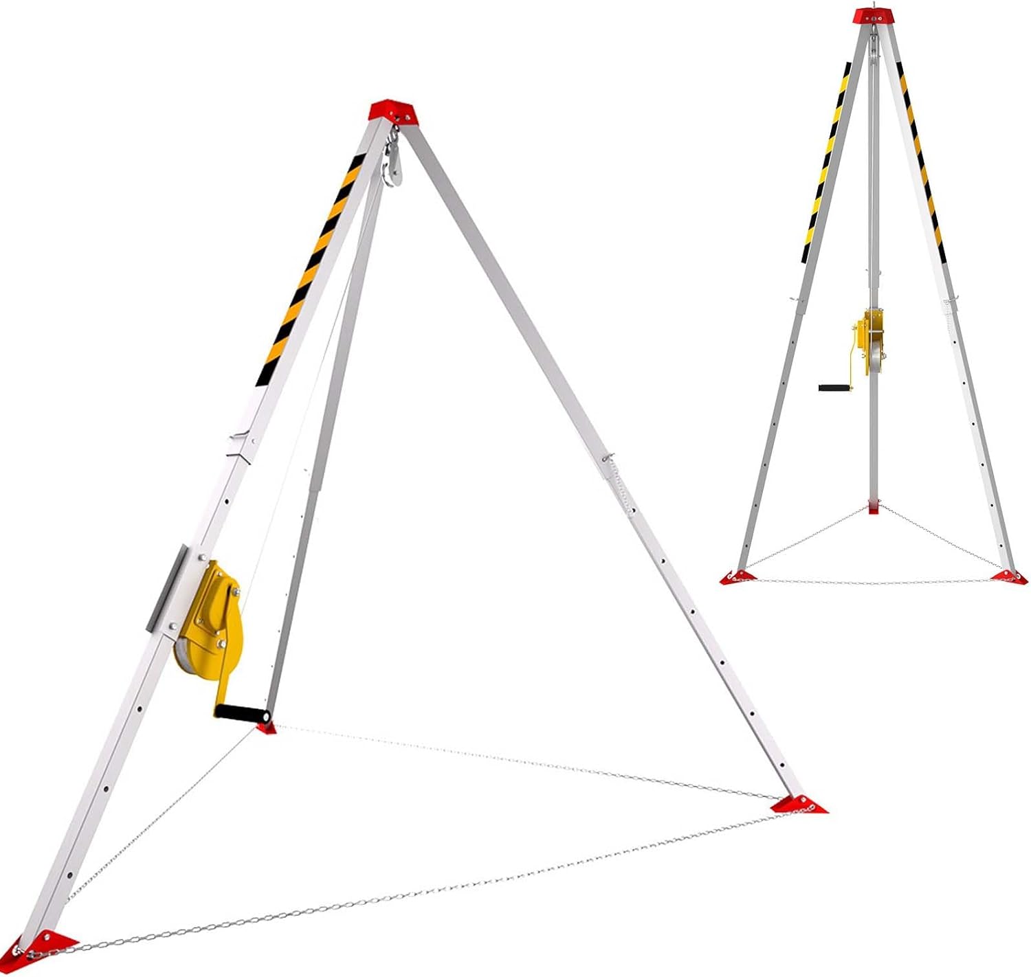 Confined Space Tripod Kit, 1800 lbs Winch, Alloy Steel Rescue Tripod Hoist with 30M Steel Wire Rope Length, Adjustable Winch Support Rod for Fall Protection and Rescue Operations