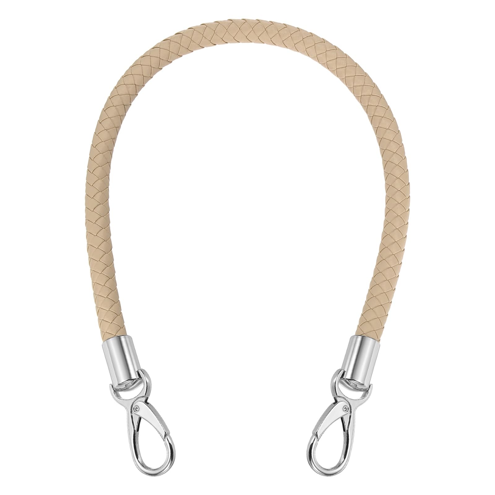 sourcing map 1 Pcs Braided Purse Strap, 55cm 21.7" PU Leather Purse Strap for Handbag Bag Handle Replacement for DIY Making Handbag Underarm Bag, Beige Apricot (Silver White Buckle) โ image 1