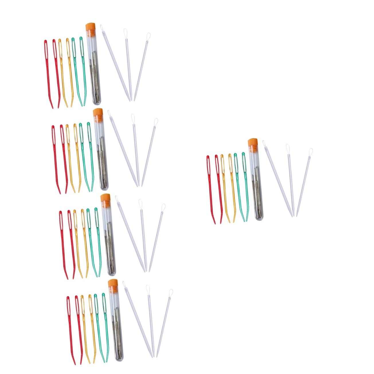 LALAFINA 5 Sets Knitting Needles Hand Sewing Kit Large Eye Needles for DIY Projects Portable Practical Random Color