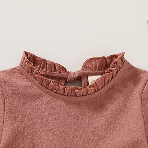 Toddler Kids Baby Girl Dress Lantern Long Sleeve Solid Color Casual Dresses Girls Fall Winter Outfit Clothes (18-24 Months, Deep Pink) #TOP3