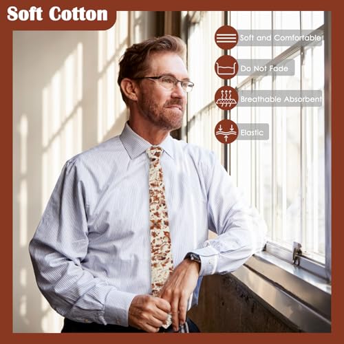 Image of Mantieqingway Men Skinny Tie Cotton Floral Necktie for Wedding Groomsmen Tie
