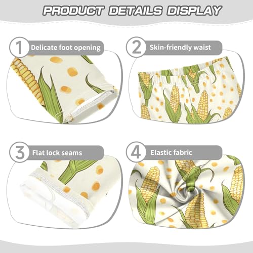 Wusikd Corns Light Yellow Girls' Leggings Toddler Doodles Green Orange Kids Yoga Pants Dance Active Tights 4T3